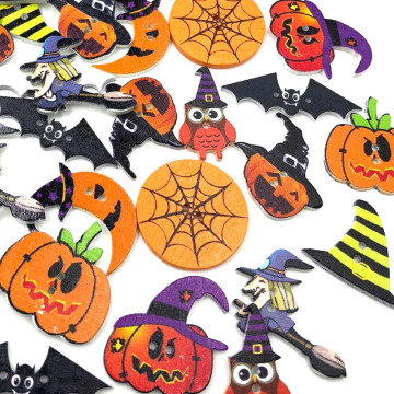 50pcs Mix Wooden Halloween Buttons Lot Craft/Kids Sewing Embellishment W468