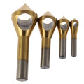 4pcs/set Titanium Coated Countersink Deburring Center Stepped Metal Drill Bits Expanding Chamfering Tools 2-5/5-10/10-15/15-20mm