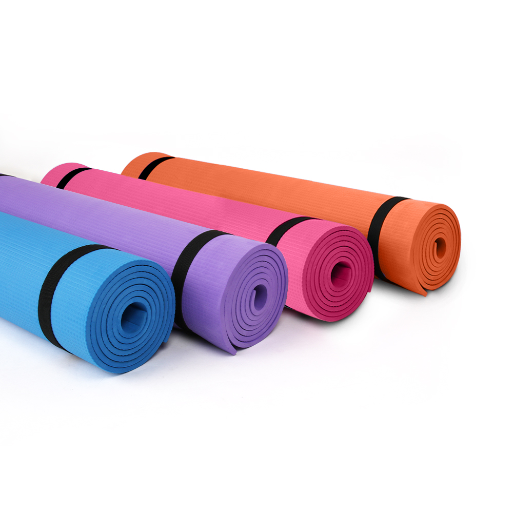 Yoga Exercise Mat EVA Eco Friendly Non Slip Fitness 4mm Mat With Carrying Strap Workout Mat For Yoga Pilates & Gymnastics