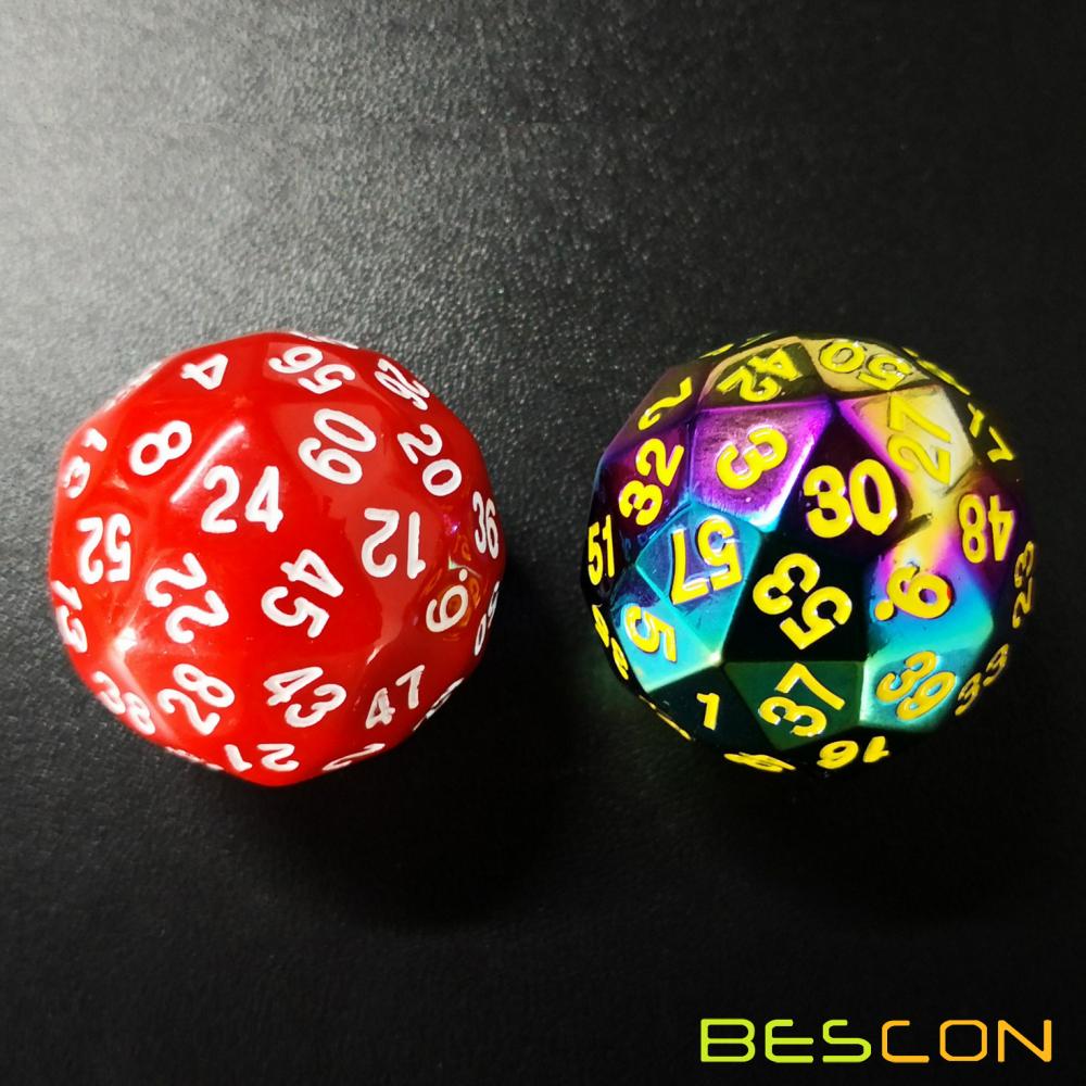 Bescon New Fantasy Iridescent Solid Metal 60 Sides Dice, Rainbow Metallic D60