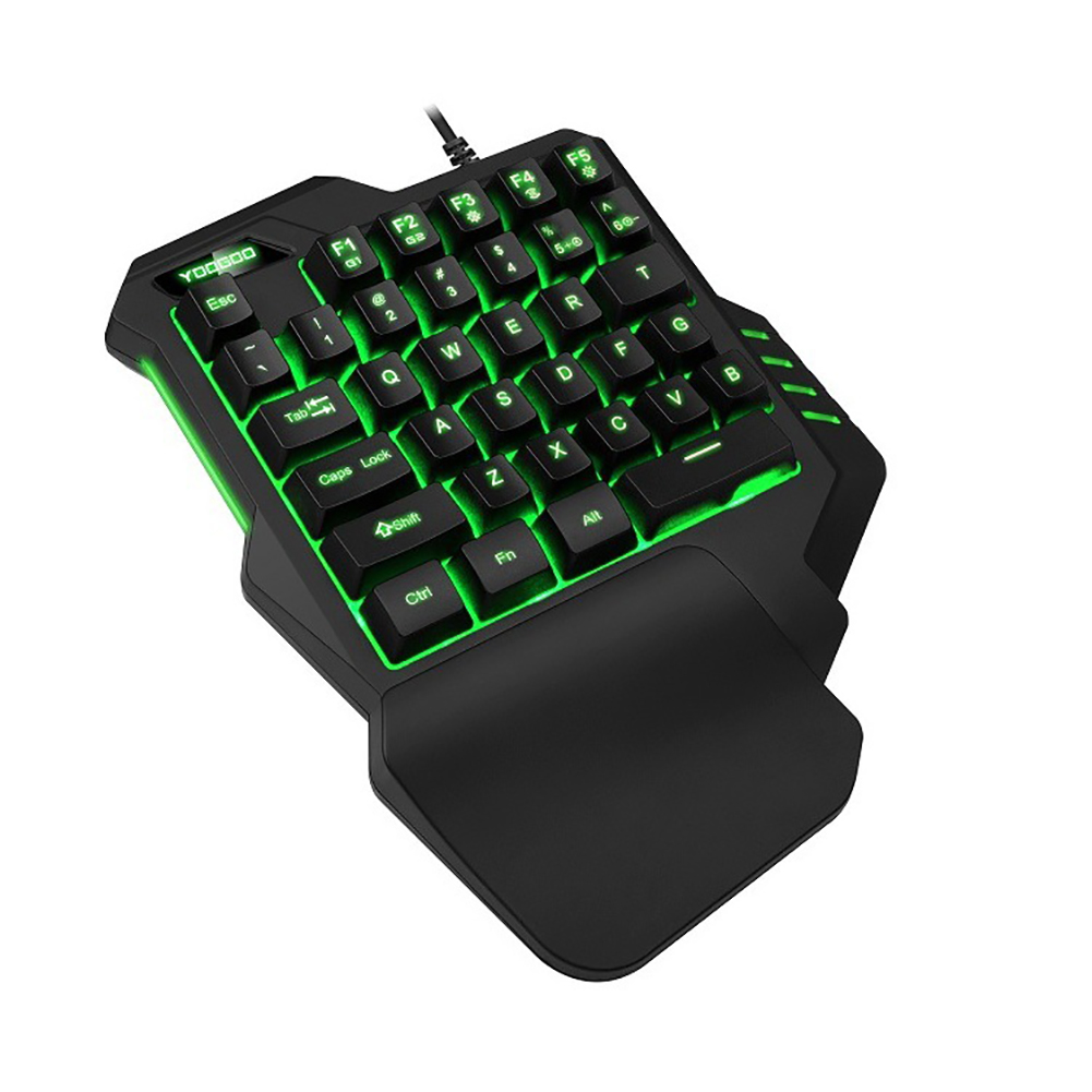 G92 35 Keys Wired Gaming Keypad Keyboard with Wrist Pad with LED Backlight 35 Keys One-handed Membrane Keyboard for LOL/PUBG/CF