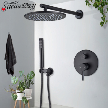 Black Rain Shower Faucet Round Style Rain Shower Faucet Tap Concealed Shower Faucets Batnroom Faucet Hot Cold Mixer Crane