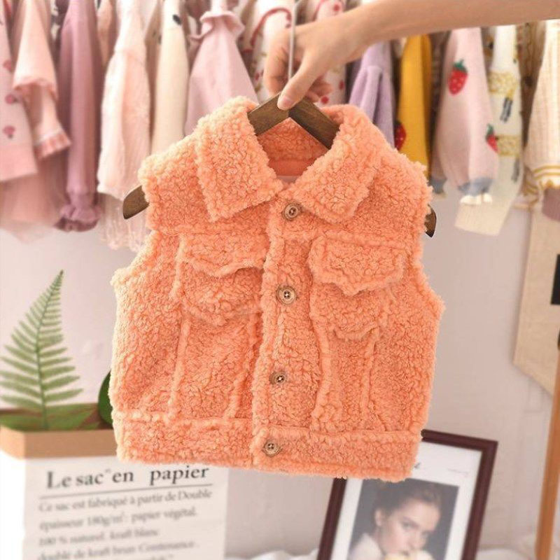 VFOCHI 2020 Girl Wool Waistcoat Warm Suede Vest Autumn Winter baby Girl Jacket Coat Sleeveless Outwear Unisex Boy Girl Wool Vest