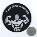 Fine Round Bodybuilding Strong Man Patches I Am Born to Succeed Letter Appliques Back Rubber Embroidery Clothing DIY Parches
