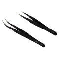 2Pcs Antistatic Electroplating Nonmagnetic Stainless Steel Curved Straight Eyebrow Tweezer Eyelash Extension DIY Necessary Tools