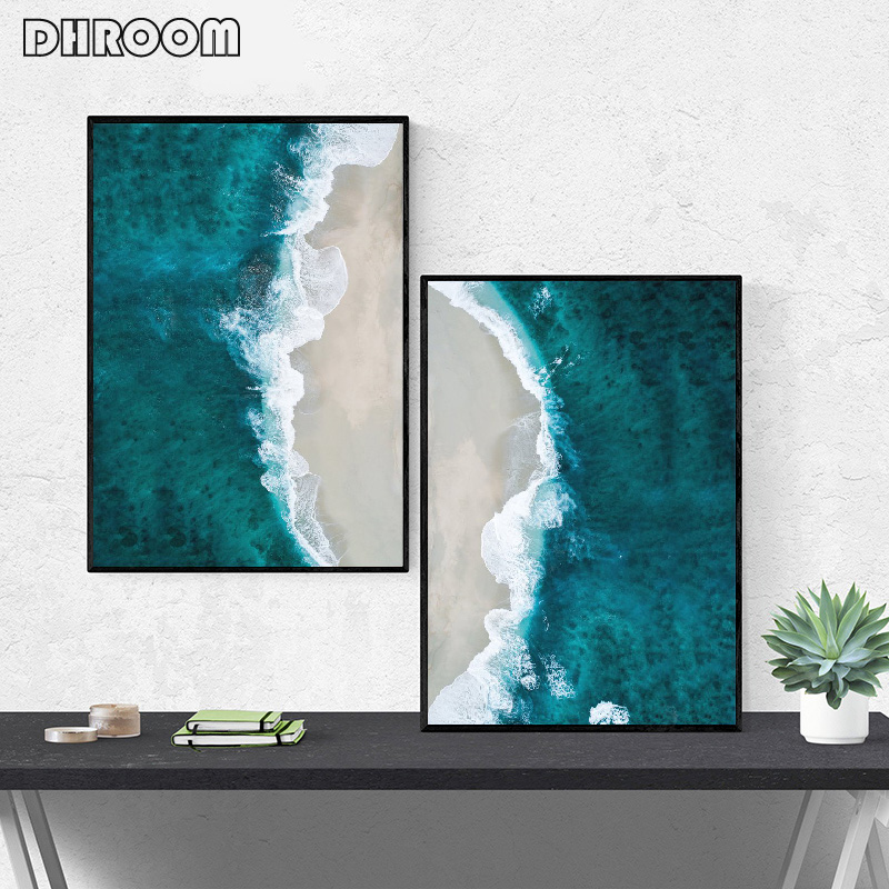 Beach Wall Art Print Ocean Landscape Canvas Poster Art Painting Nordic Decoration Picture Modern Wall Decor for Living Room