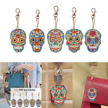 5pcs DIY Full Drill Special Shaped Diamond Painting Skull Keychains Jewelry