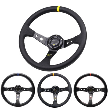 3 Colors 14inch 350mm Car Racing Steering Wheel Aluminum Bracket and PVC Leather Button Sport Steeing wheel with Logo