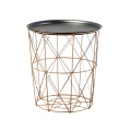 Modern Gold Round Wire Metal Storage Basket Side Table Bedroom Balcony Corner Tea Table