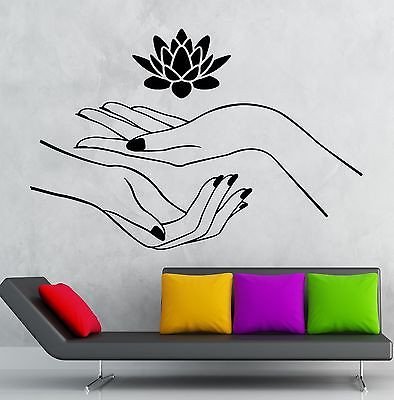 Lotus Wall Stickers Hands Spa Relaxation Yoga Zen Vinyl Decal Wall Stickers Home Decor Living Room Vinilos Paredes A420