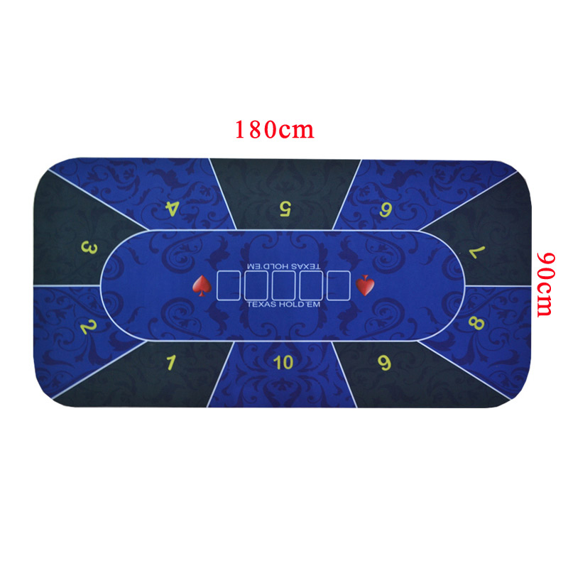 Deluxe Gambling Tables Mat Set 180x90cm Rubber Texas Hold'em Poker Table cloth Board Game Mat with 10seats Casino Fun Game