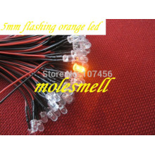 Free shipping 25pcs 5mm 12v Flashing Orange LED Lamp Light Set Pre-Wired 5mm 12V DC Wired blinking orange led amber led