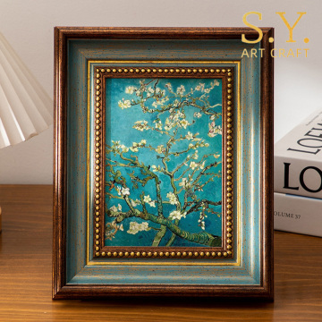 Antique Style Blue Gold Photo Frame