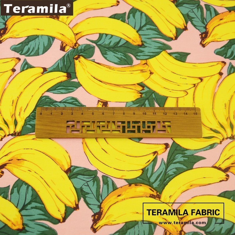 Teramila Cotton Poplin Fabric Sewing Quilting Fat Quarter Meter Printed Fresh Banana Design Chirdren's Cloth Crafts Soft Tissue
