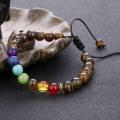 Men's and women's 8mm lava 7 Chakra essential oil diffuser Bracelet braided rope natural stone Yoga bead bracelet bracelet