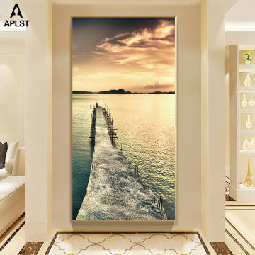 Sunset Landscape Print Painting On Canvas Bridge Sea Ocean Posters Modern Wall Art Picture Home Decor for Living Room Bedroom
