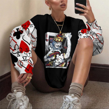 New Harajuku HipHop High Street Women Poker King Casual Hoodies Print Hoodies Sweatshirts Autumn Long Sleeve K Tops Ladies