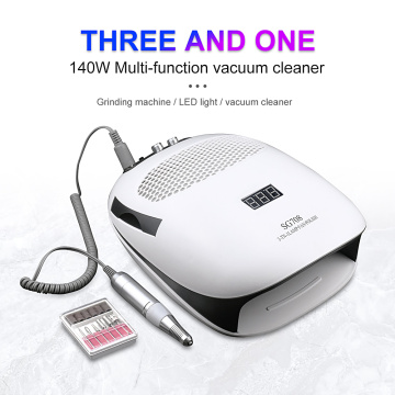 140W 3 in 1 Nail Art Equipment 80W UV LED Nail Dryer & 20W Electric Nail Drill and 40W High Power Powerful Dust Manicure Tools