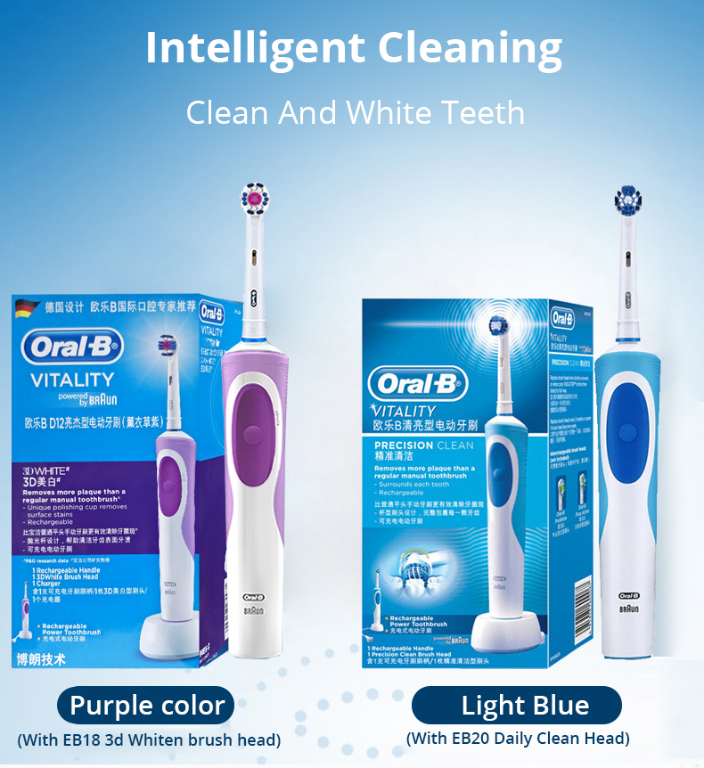 Oral B Sonic Electric Toothbrush D12 Vitality Rachargeable Rotating Ultrasonic Automatic Replacement Heads Electronic Toothbrush