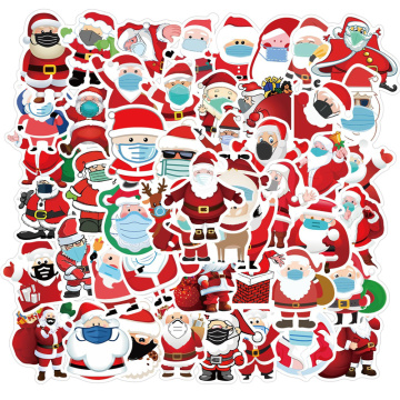 50PCS Santa Claus graffiti stickers, wearing a mask, laptop and motorcycle waterproof and non-sticky