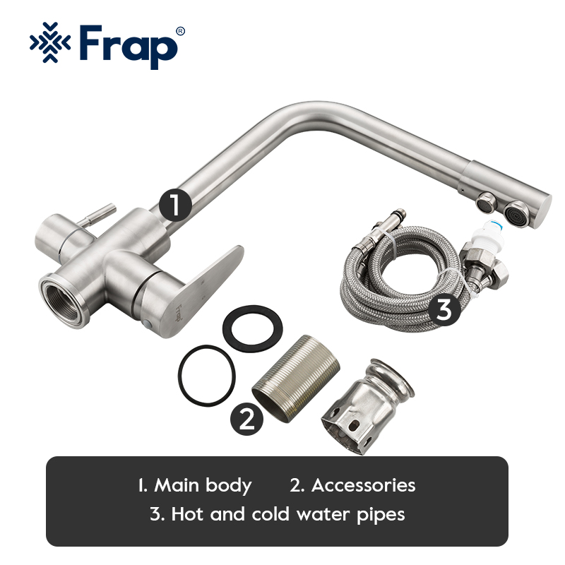 FRAP Kitchen Faucet kitchen stainless steel sink faucet with water saving filtered drinking water taps mixer faucet tapware