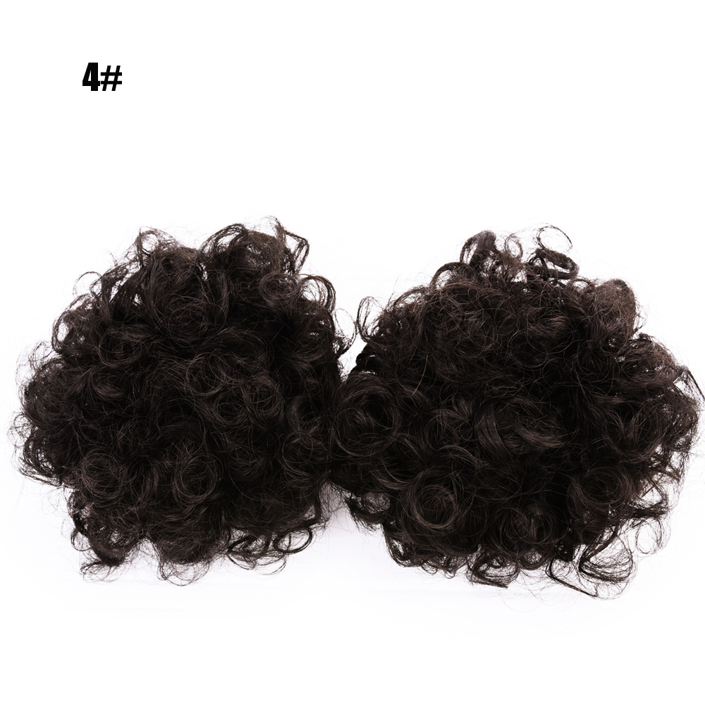 2Pcs Synthetic Afro Kinky Hair Bun Chignon Postiche Cheveux High Temperature Fiber Drawstring Ponytail on Puff Hair Bun For Kids