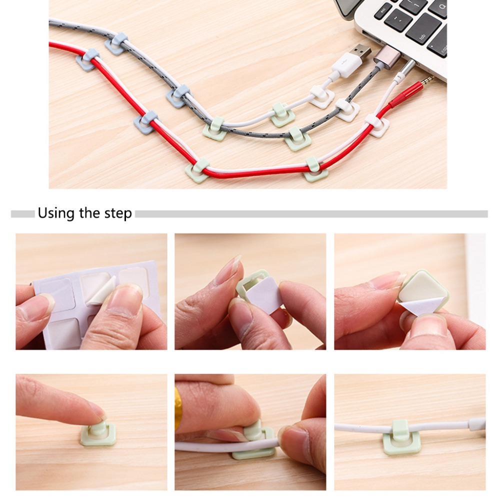 18Pcs Self-adhesive Wire Tie Cable Mount Clamp Clip Car USB Cable Sticker Fixed