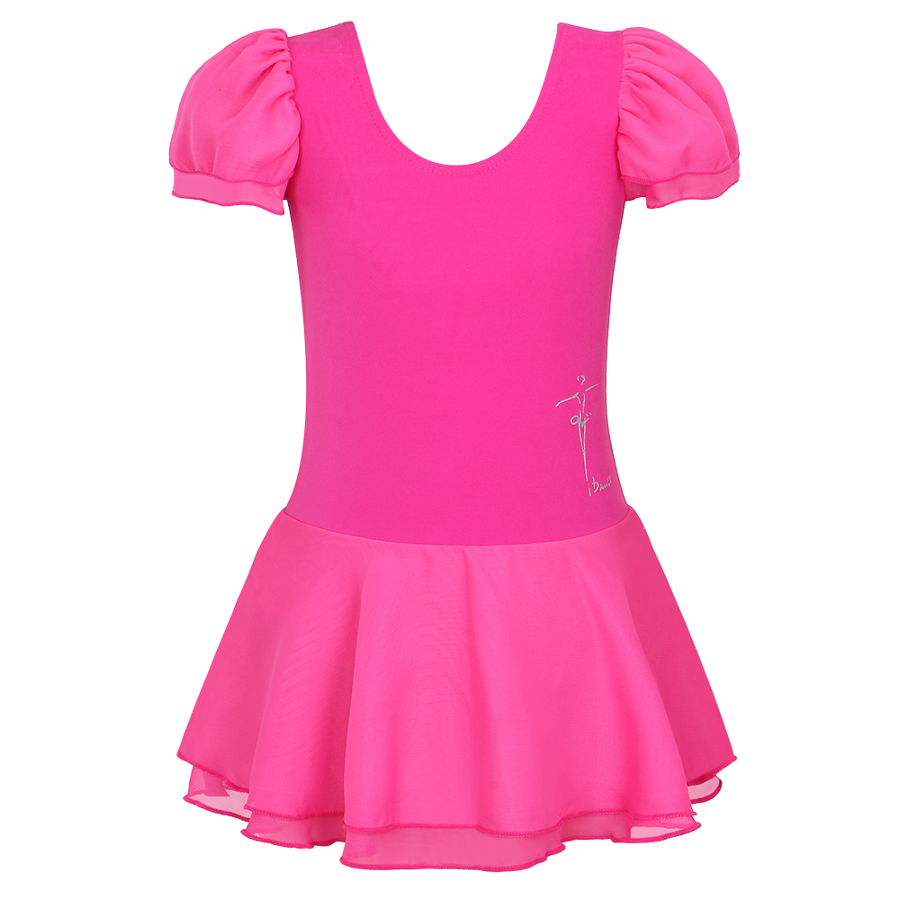 Pink Baby Girls Ballet Gymnastics Leotard Kids' Short Sleeve Dancewear One Piece Ballet Dress Training Stage Performance Costume