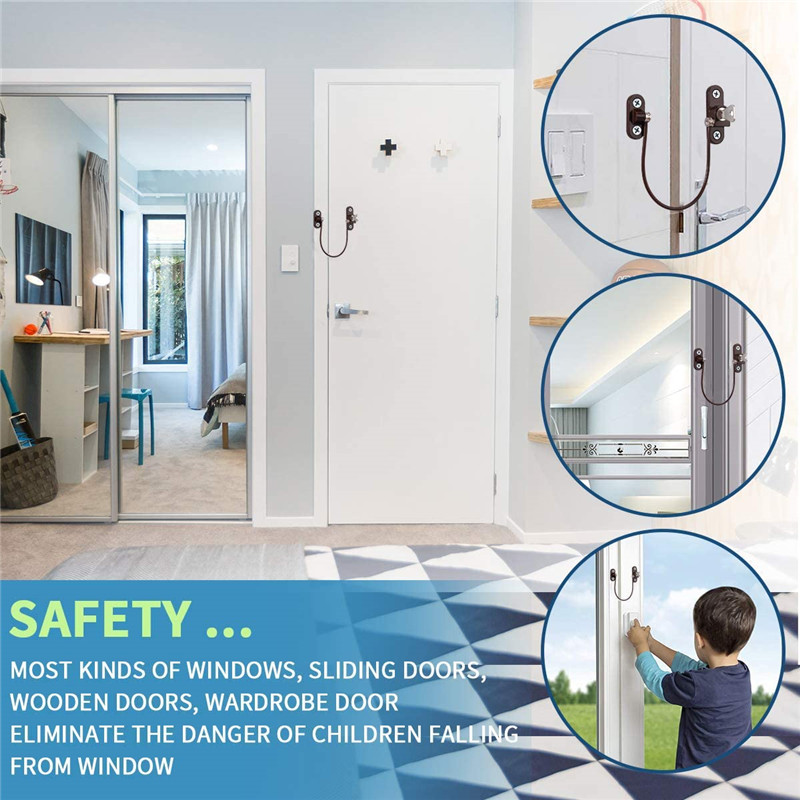 4Pcs Window Locks Stopper Children Protection Lock Stainless Steel Limiter Baby Safety Infant Security Child Proof Window Locks