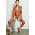 AMII Minimalism Autumn Women Set Solid Lapel Double Breasted Suit Coat High Waist Solid Pant Solid Short Female Suit 12040051