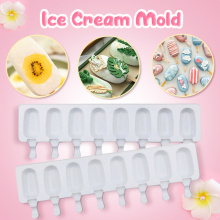 Silicone Ice Cream Mold DIY Freezer Molds Homemade Food Grade Ice Cream Maker 8 Cells Big Size Popsicle Ice Cube Maker Moulds