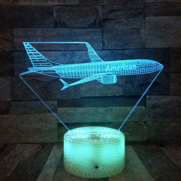 Aircraft 3D Table Lamp Passenger Air Plane 7 Colors Changing Led Night Lights Bluetooth Speakers Music Mood Lamp Drop Ship