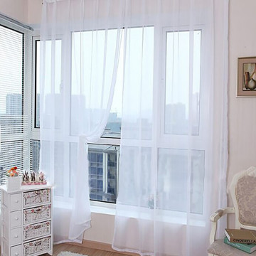 1PCS European and American style white Window Screening Solid Door Curtains Drape Panel Sheer Tulle For Living Room QE