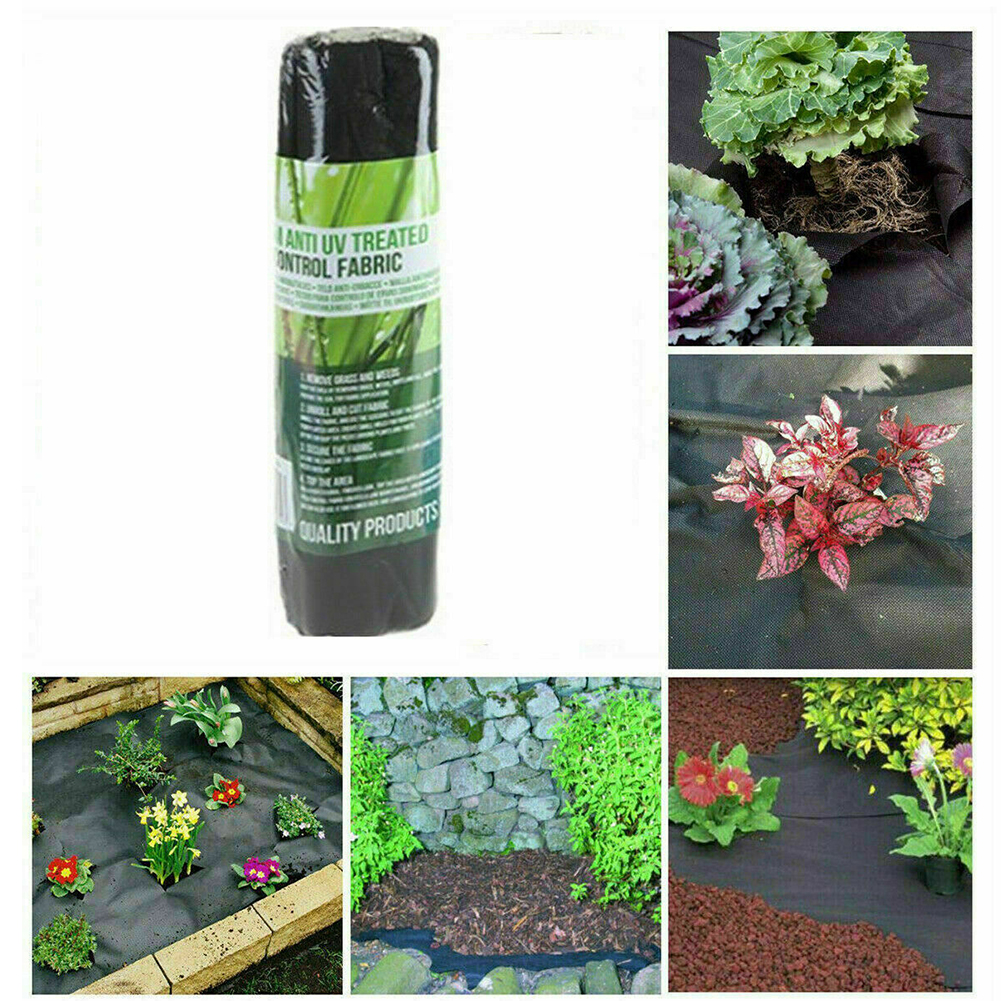 Ground Cover Weed Control Fabric Easy Install Anti UV Driveway 5x1m Flower Beds Decking Membrane Outdoor Border Garden Landscape