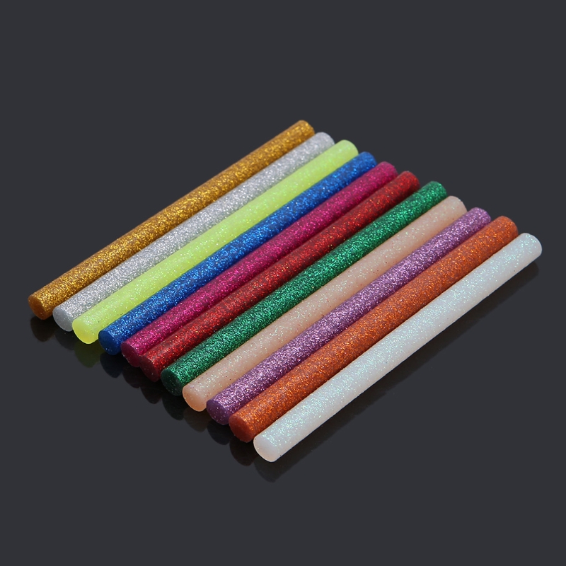 11pcs 7x100mm Hot Melt Glue Stick Mix Color Glitter Viscosity DIY Craft Toy Repair Tools