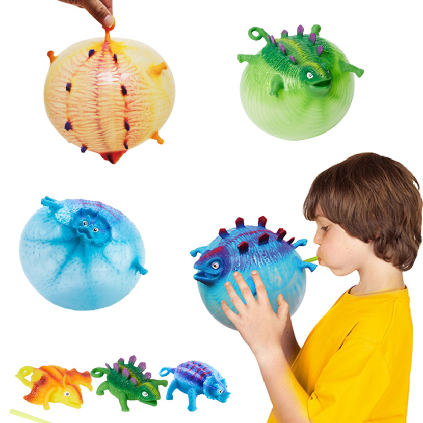Funny Blowing Animal Vent Smash Toy Boys Inflatable Dinosaur Ball Kids Toys Water Balloon Squeeze Novelty Party Toys for Childre