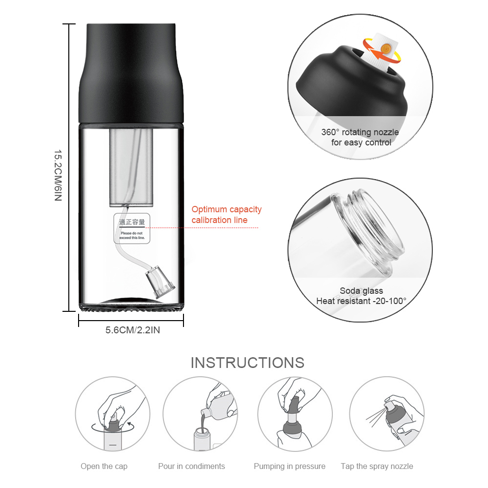 Olive Oil Sprayer Mister Glass Leak-proof Oil Dispenser Oil Vinegar Soy Sauce Spray Bottle Pot Kitchen Salad BBQ Cooking Tools