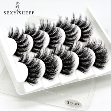 SEXYSHEEP 5Pairs 3D Mink Lashes False Eyelashes Natural/Thick Long Eye Lashes Wispy Makeup Beauty Extension Tools