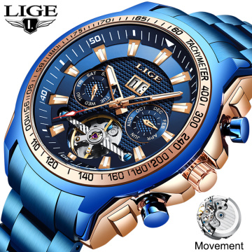 LIGE 2020 New Fashion Mens Watches Top Brand Luxury Automatic Mechanical Clock Watch Men Business Dress Wrist Watch Reloj Hombre