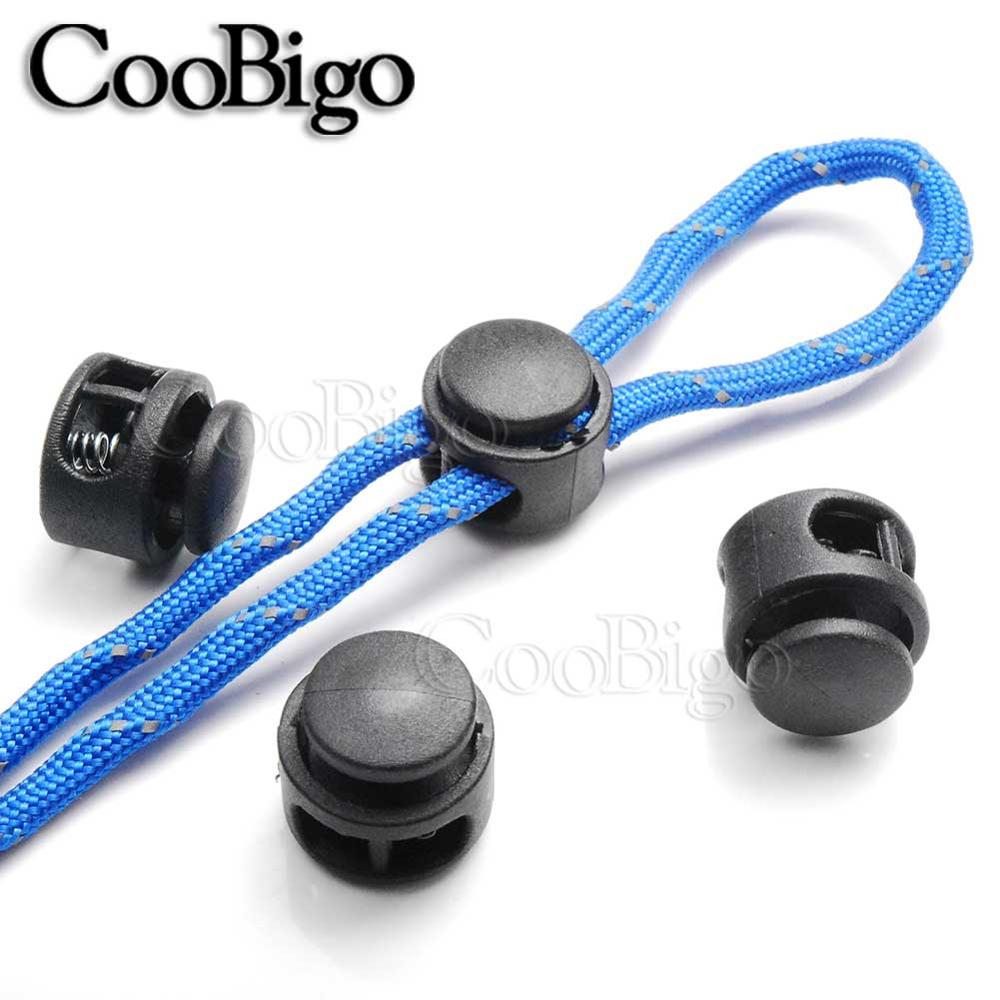 50PCS Double Hole Spring Cord Lock Round Ball Shaped Toggle Stoppers Stop Sliding Cord Fasteners Locks Buttons Ends Replacement