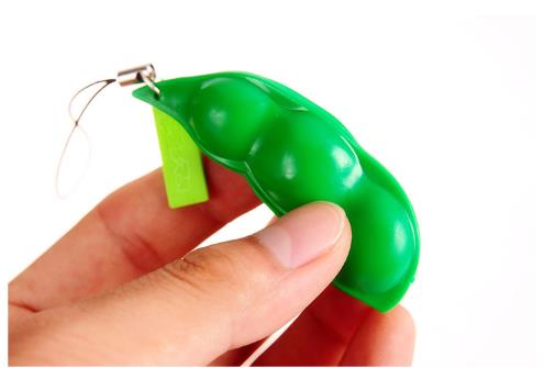 Funny Beans Squishy Squeeze peas edc fidget Toys Pendants keychain Anti Stress relief Ball Gadgets kid Novelty decompression toy