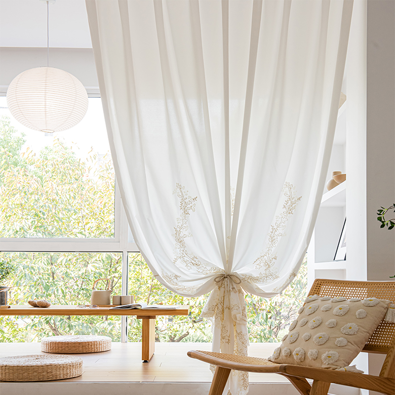 Anti Abrasive Embroidery Sheer Curtain
