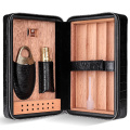 free ship COHIBA Leather Cigar Case Cedar Cigar Box Travel Humidor With Cigars Lighter Cutter Humidifier Set W/ Gift CLA-T113-1