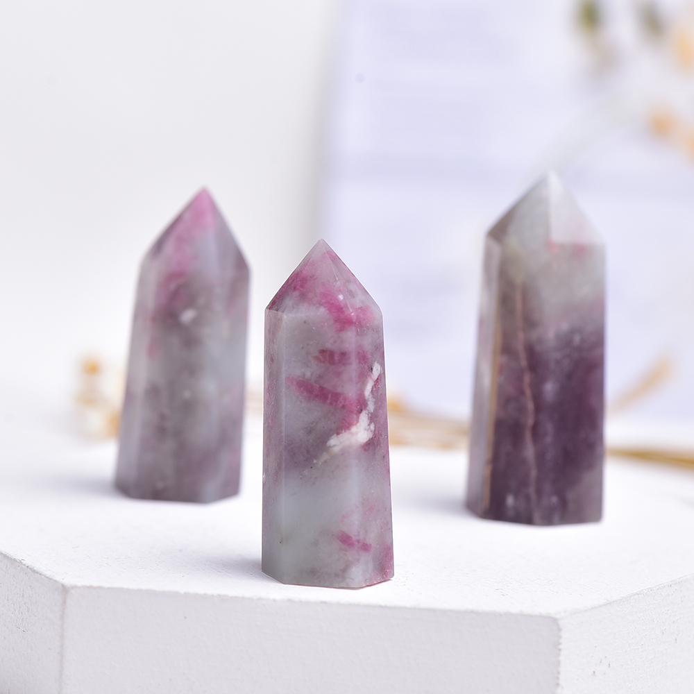 35-45mm 1PC Natural Plum blossom tourmaline crystal point for Home Decoration Mineral DIY Gift