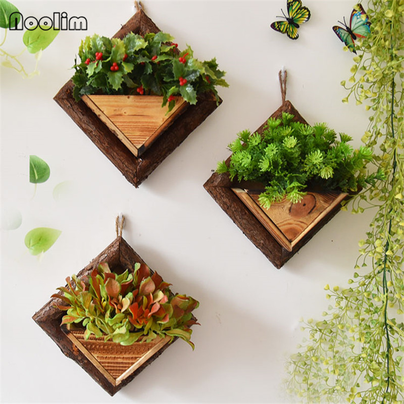 Living Room Wooden Wall Mounted Flower Pots Creative Green Plants Container Office Hanging Baskets Flowerpots Home Decor