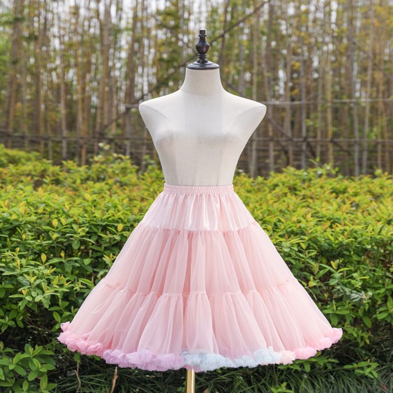 Wedding dress Elastic Waist Puffy Tulle Petticoat Rainbow Cloud Short Tutu Skirt Ballet Dance Pettiskirts Lolita Underskirt