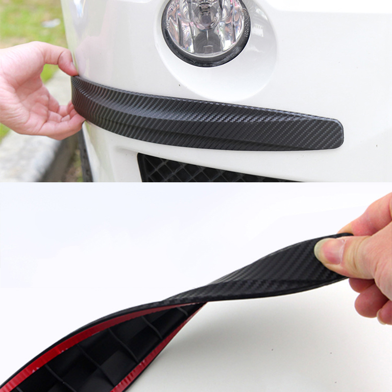 2pcs Car Bumper Protector Corner Guard Anti-Scratch Strips Soft 3M Tape Sticker Body Protector Car Moldings Styling Chin Valence