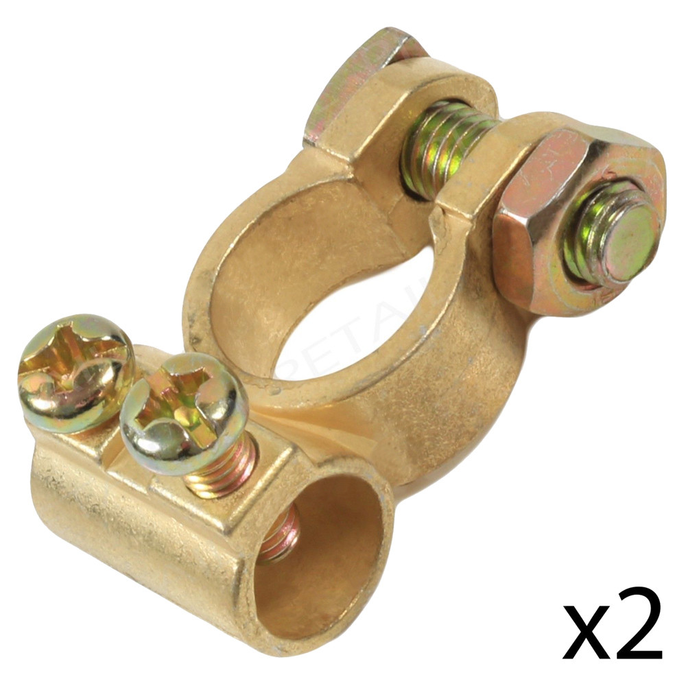 Car Battery Terminals Clamps Pair Screw Connection Positive & Negative Brass Cables Connectors Accessories 3.0#