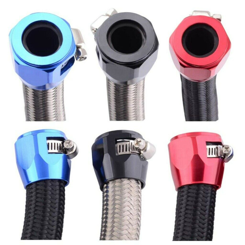 1PC Exterior A 4 6 8 10 12 Oil Fuel Hose Clamp End Finisher Hex Finishers Aluminum Hose Connectors Hose Clamps Car Accessories