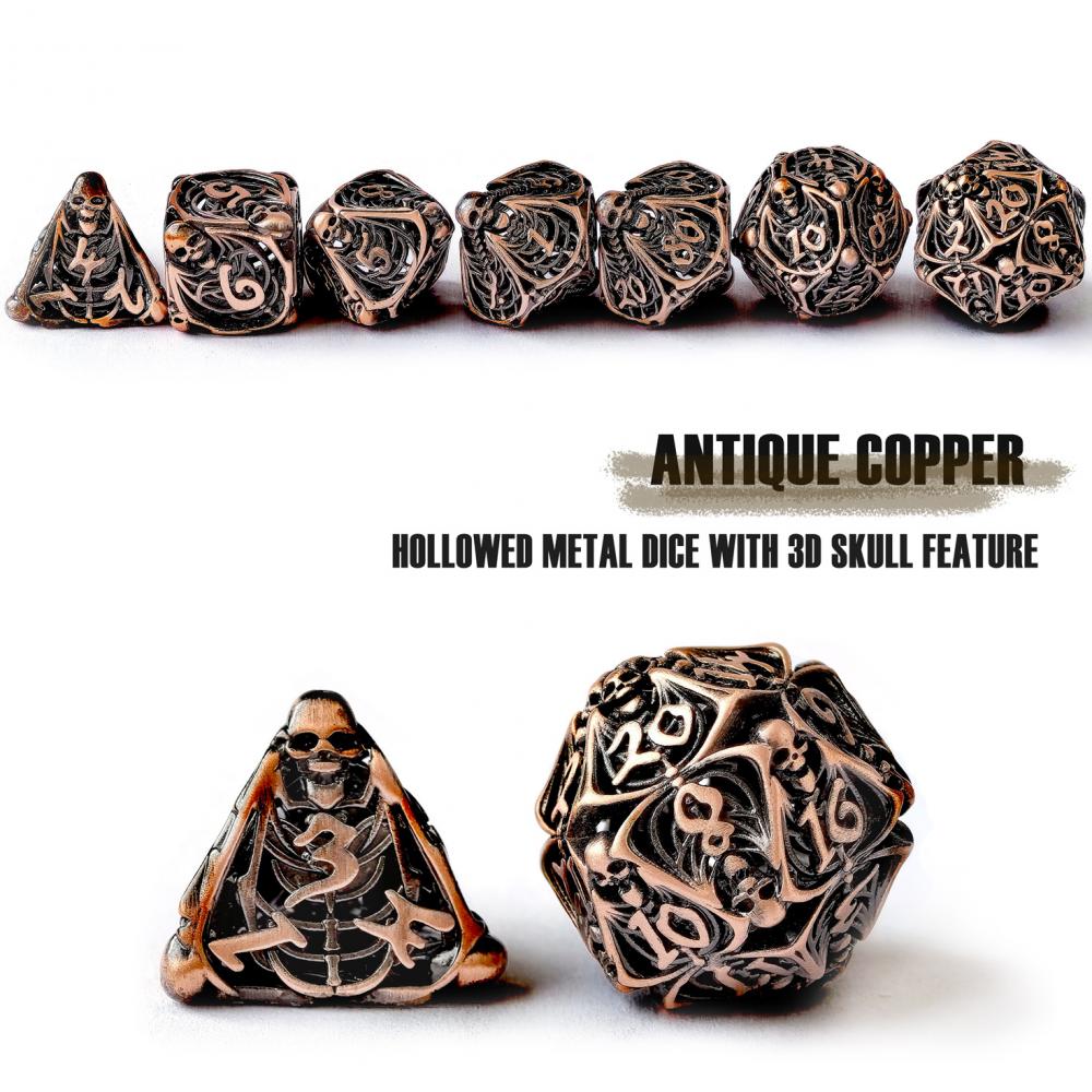 Dungeon and Dragon Metal dice with 3D Skull Feature